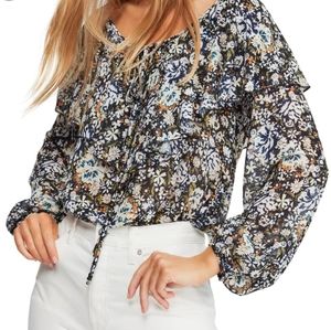 🆕 FREE PEOPLE chiffon floral long sleeve bodysuit size Medium